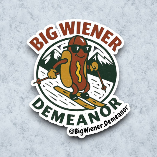 Big Skiing Wiener Demeanor Sticker