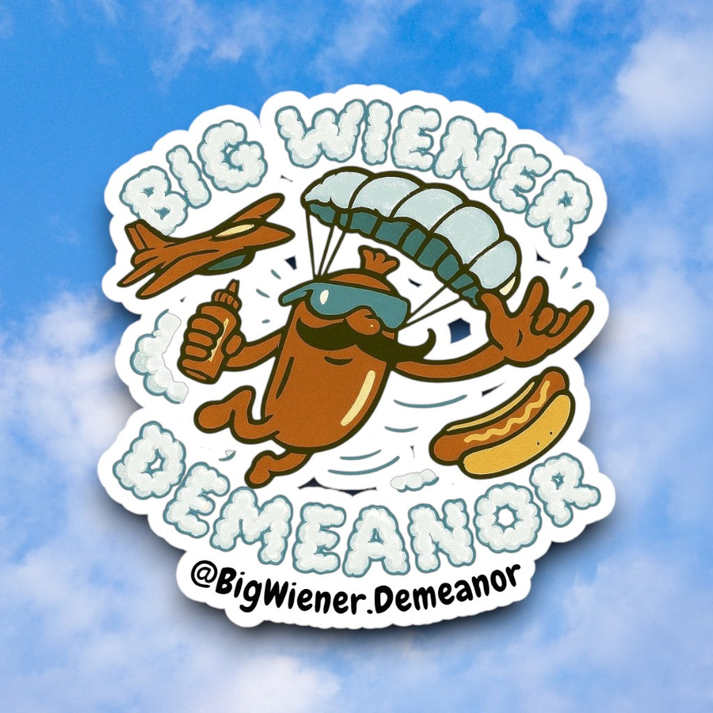 Big Skydiving Wiener Demeanor Sticker