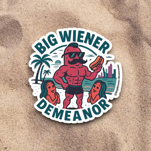Big Beach Wiener Demeanor Sticker