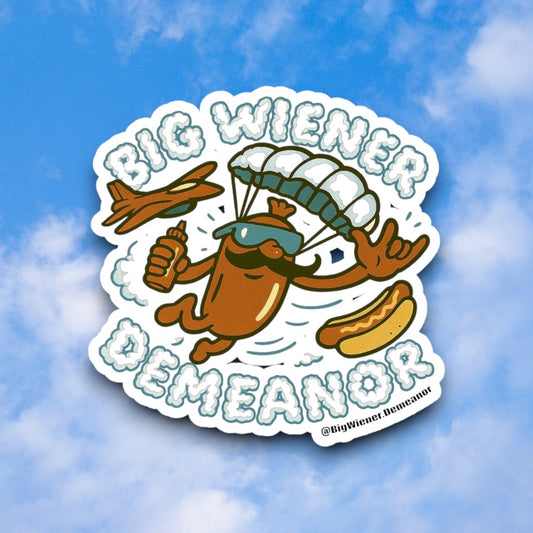 Big Skydiving Wiener Demeanor Sticker