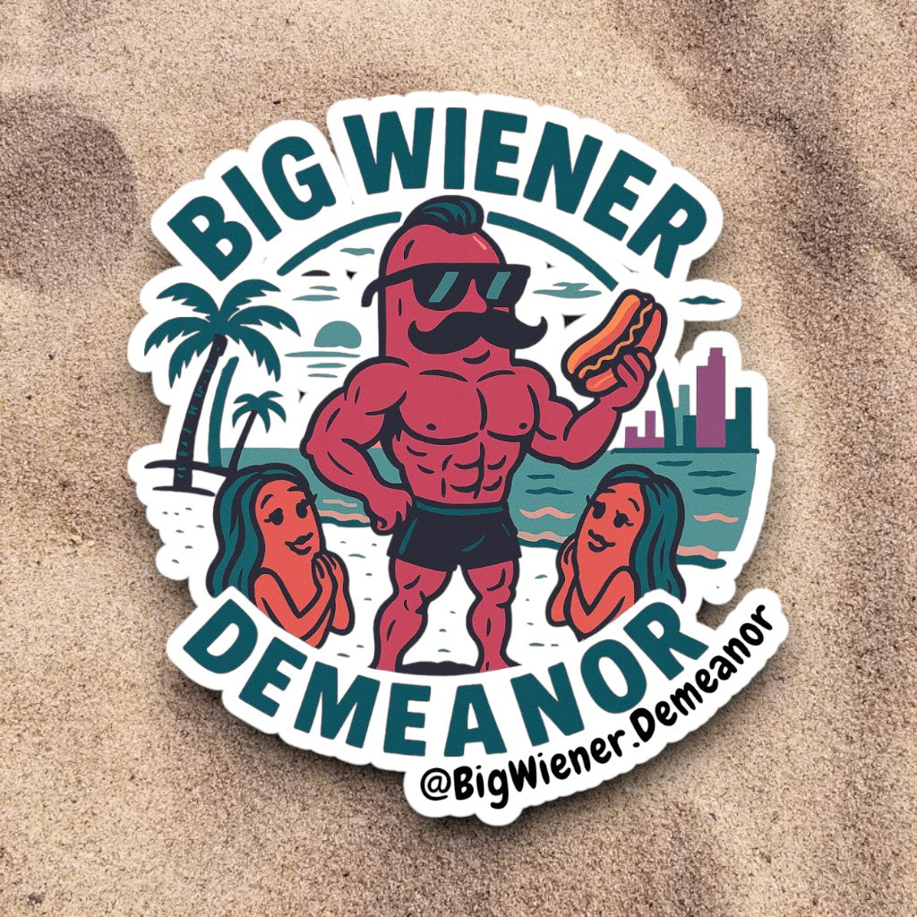 Big Beach Wiener Demeanor Sticker