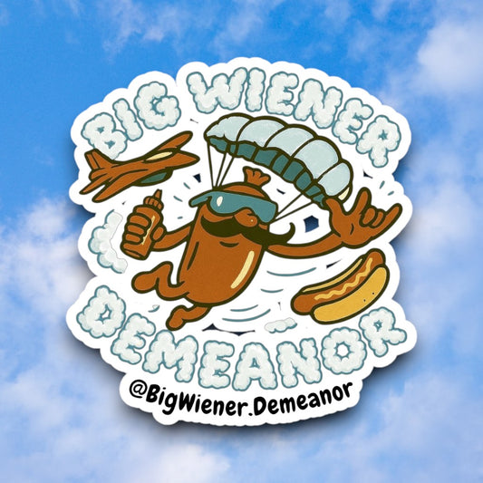 Big Skydiving Wiener Demeanor Sticker